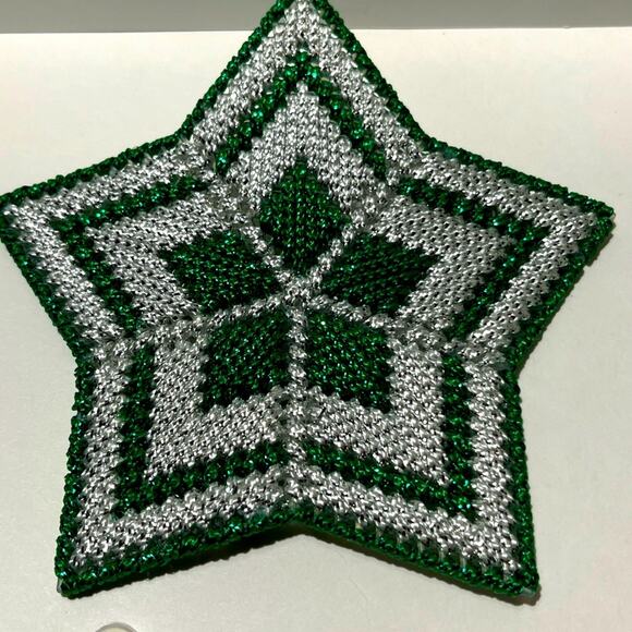 Vintage Cross stitch beaded Christmas ornaments: set of 10 - Picture 4 of 6